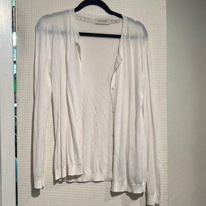 Falconeri White Italian Cotton Cardigan with Buttons, Size L